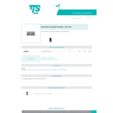 Set lame per raschietto TTS Handley - conf. 100 pz - 0000 8585